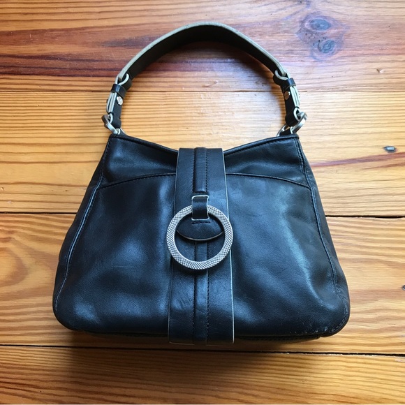 Ann Taylor Black Leather Silver Magnet Closure, EUC, 10” - Picture 3 of 12